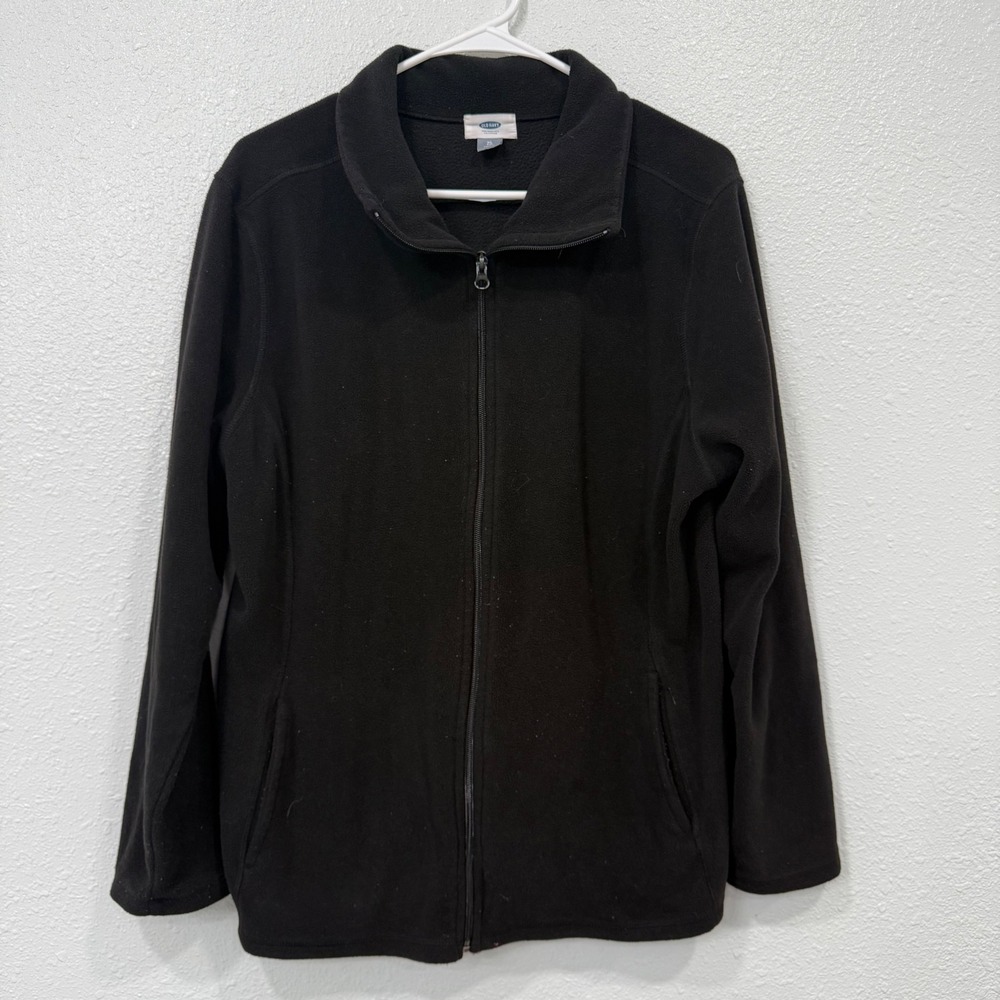 Old Navy Womens XL Black Full Zip Fleece Jacket Mock Neck Long Sleeve Soft